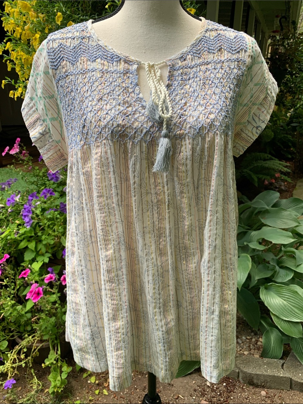 RACHEL Rachel Roy Embroidered Tunic with Gold Shimmery Threads Throughout